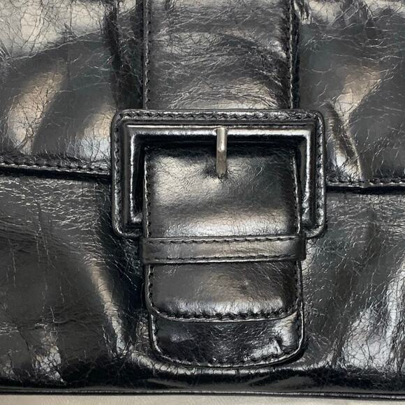 Hobo International Vintage 90s Black Leather Baguette Clutch - Picture 3 of 9